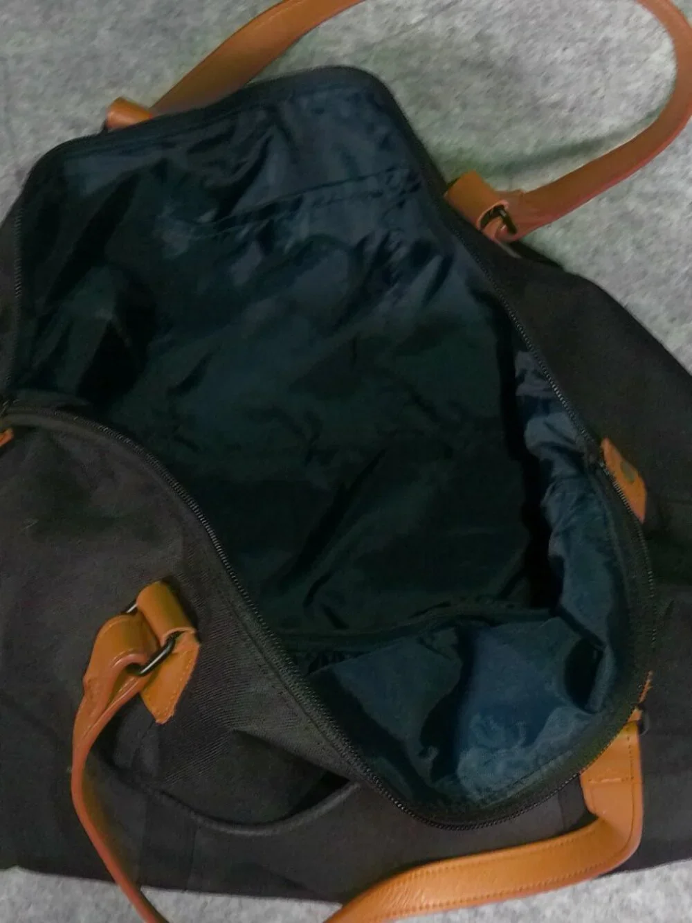 United By Blue Weekender Duffel Bag Black Canvas Tan Handles Travel Carry On